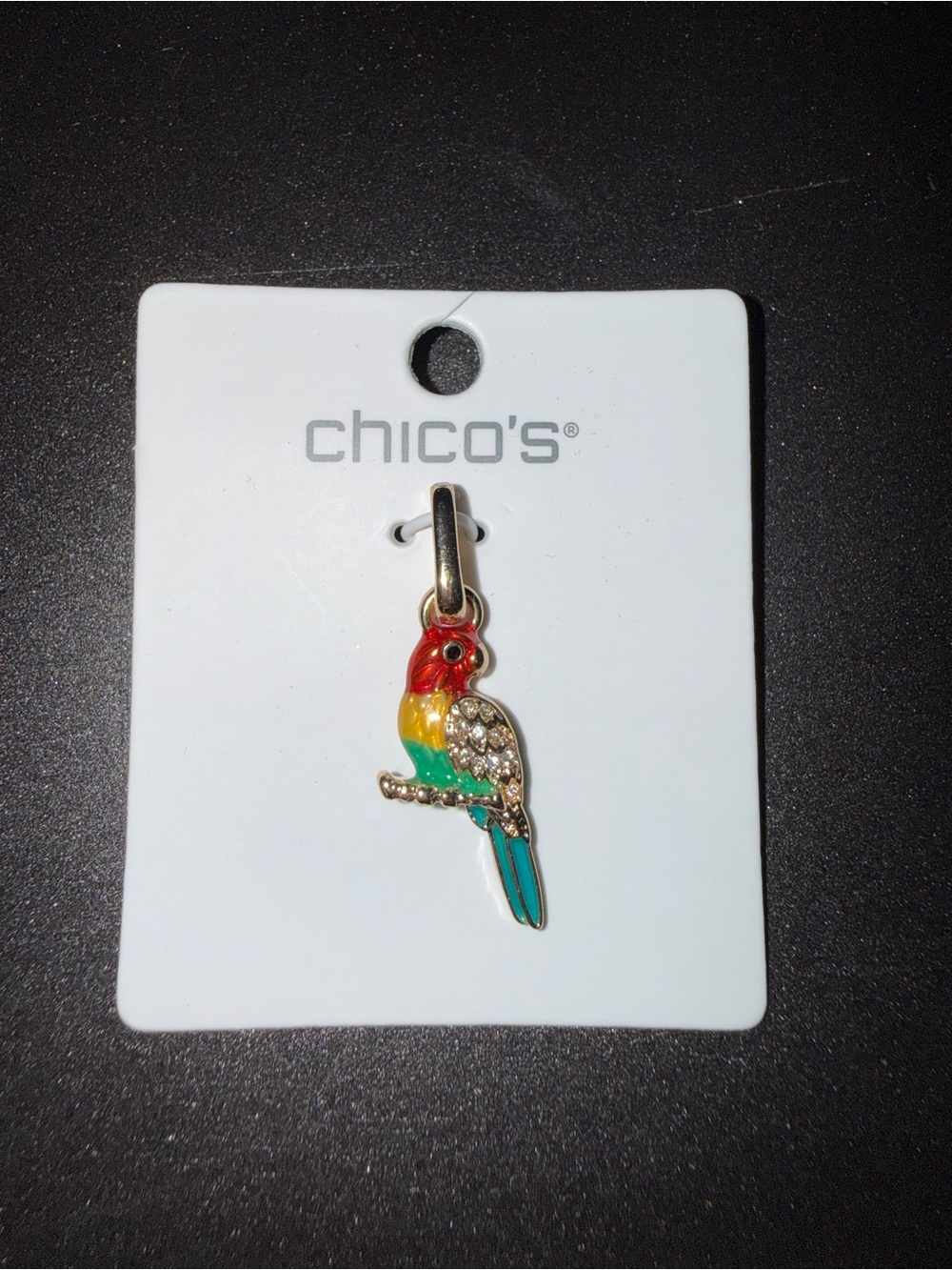 Chico's Enamel Parrot Charm in Red, Yellow, Green & Teal